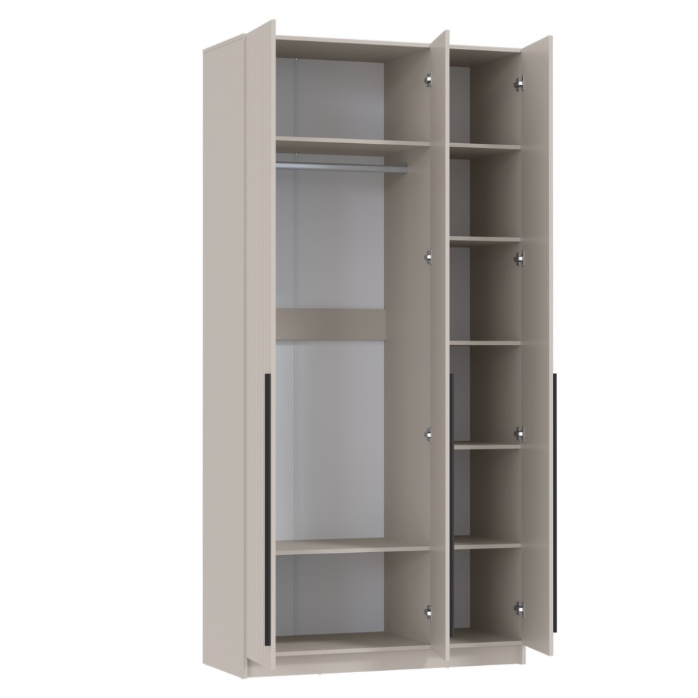 Шкаф для одежды 67.08 Брндо (3-х дв.) (H2500) (КАШЕМИР / ДВПО: БЕЛЫЙ / ФАСАД: МДФ С ПВХ КАШЕМИР)