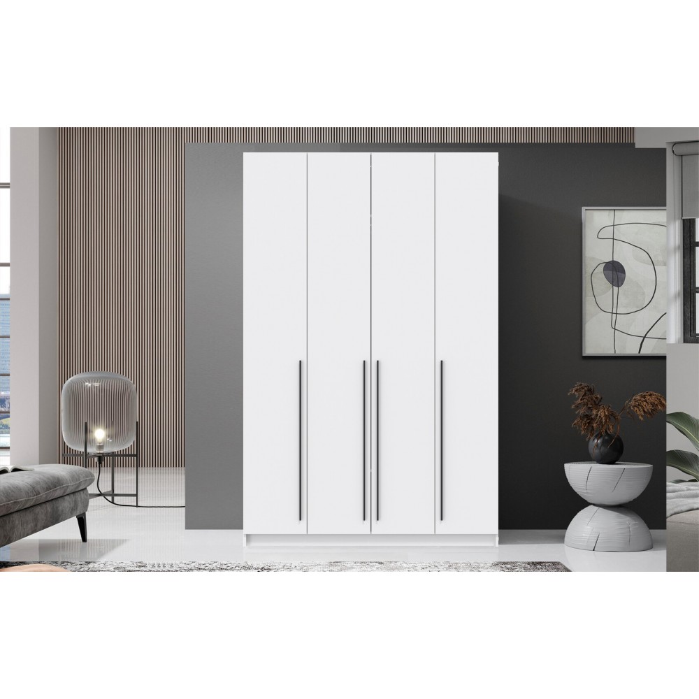 Шкаф для одежды 67.09 Брандо (4-х дв.) (H2500) (БЕЛЫЙ / ДВПО: БЕЛЫЙ / ФАСАД: ЛДСП БЕЛЫЙ)