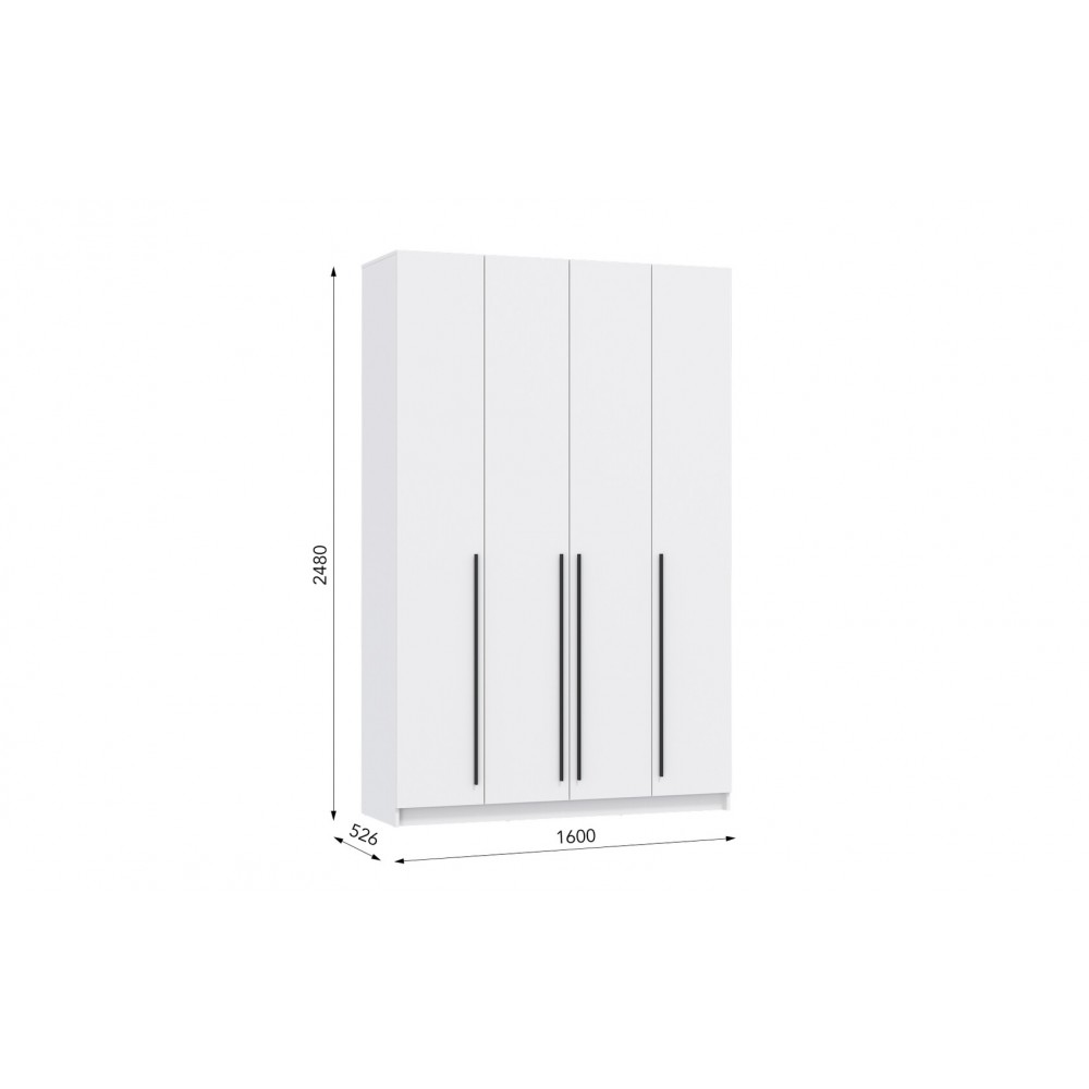 Шкаф для одежды 67.09 Брандо (4-х дв.) (H2500) (БЕЛЫЙ / ДВПО: БЕЛЫЙ / ФАСАД: ЛДСП БЕЛЫЙ)