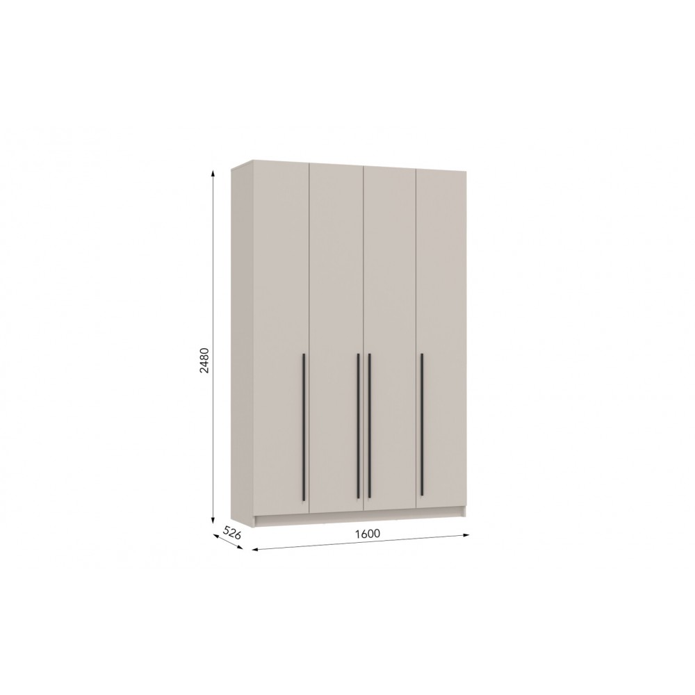 Шкаф для одежды 67.09 Брандо" (4-х дв.) (H2500) (КАШЕМИР / ДВПО: БЕЛЫЙ / ФАСАД: ЛДСП КАШЕМИР)