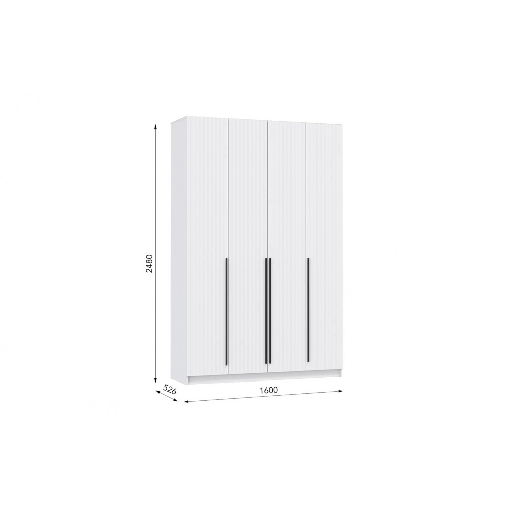 Шкаф для одежды 67.09 Брандо (4-х дв.) (БЕЛЫЙ / ДВПО: БЕЛЫЙ/ФАСАД: МДФ С ПВХ БЕЛЫЙ МАТОВЫЙ)