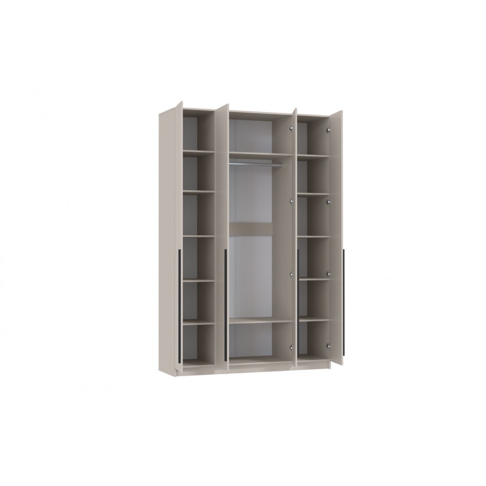 Шкаф для одежды 67.09 Брандо (4-х дв.) (КАШЕМИР / ДВПО: БЕЛЫЙ / ФАСАД: МДФ С ПВХ КАШЕМИР)